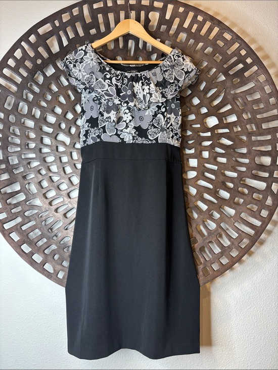 Voir Voir Dresses & Skirts - 🖤 Wedding Work Sheath Dress Black White Floral Stretch Womens 16 Voir Voir🖤